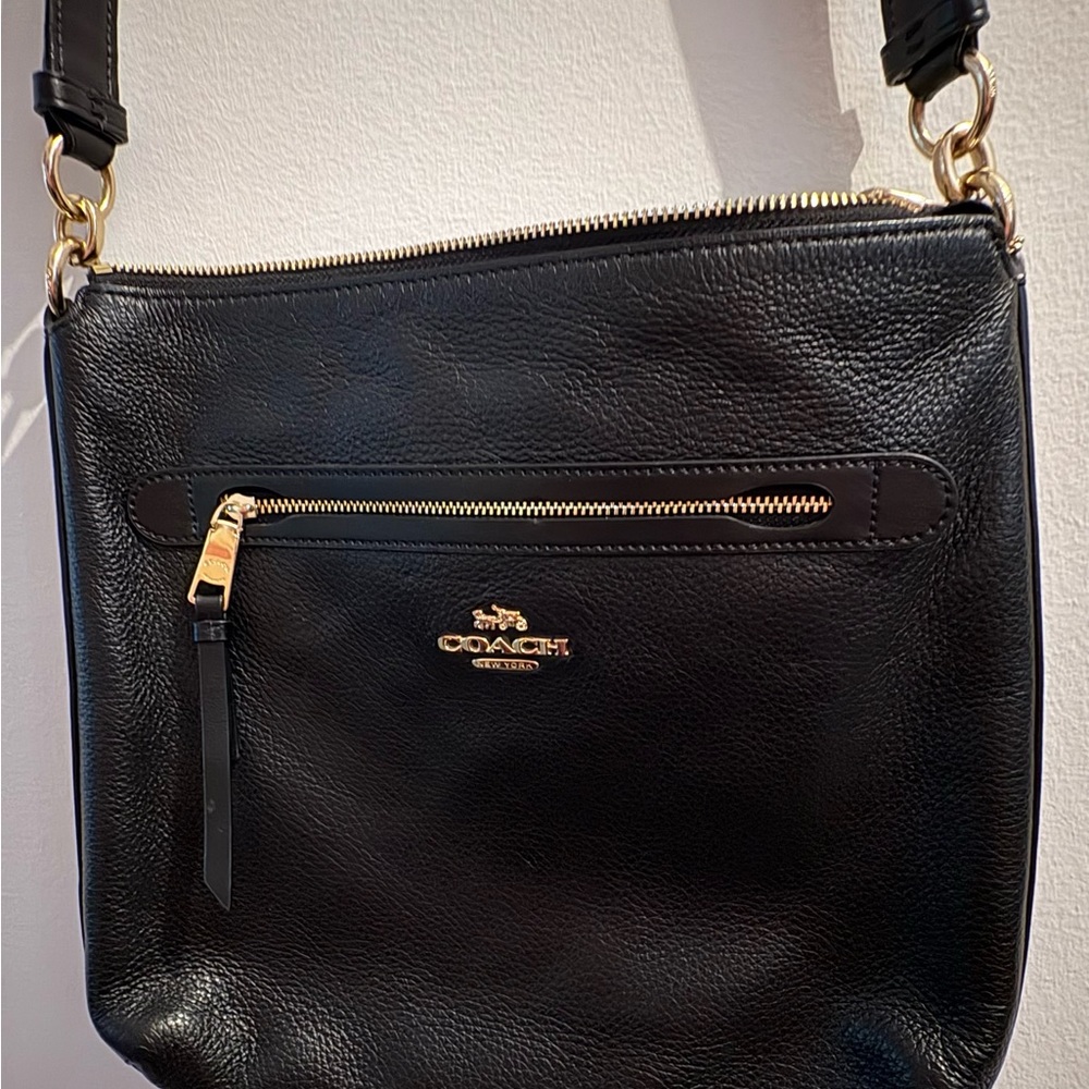 Coach Mae File Black Leather Crossbody Bag